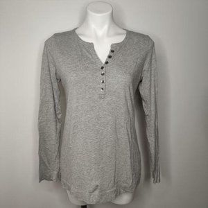 J. Jill Top Gray Easy Layering Henley Sz Small